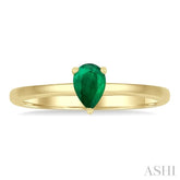 6x4 MM Pear Shape Emerald Precious Solitaire Ring in 14K Yellow Gold